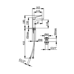 Μπαταρία νιπτήρος SLEEK 9910 ΧΡΩΜΕ CASA PRACTIKA 2