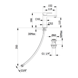 Μπαταρία νιπτήρος NEW LOBA 9510N ΜΑΥΡΗ CASA PRACTIKA 1
