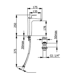 Μπαταρία νιπτήρος IMOLA 7814N ΜΑΥΡΗ CASA PRACTIKA 1