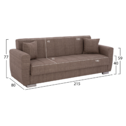 Καναπές-Κρεβάτι-Polya-Τριθέσιος-Καφέ CASA PRACTIKA 1