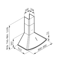 Καμινάδα Οβάλ 90cm CASA PRACTIKA 1