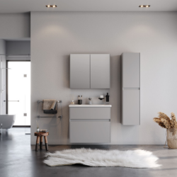 Σετ Έπιπλο Μπάνιου MALAGA Γκρι MDF 18mm Λάκα 80 9SMAL080GRM CASA PRACTIKA