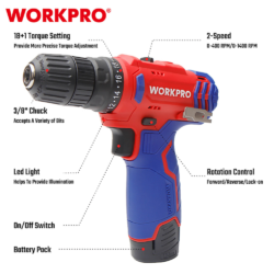 WORKPRO ΕΠΑΝΑΦΟΡΤΙΖΟΜΕΝΟ ΔΡΑΠΑΝΟΚΑΤΣΑΒΙΔΟ 12V-Li 25Nm (2×2,0AH) WP460203 (PROFI) CASA PRACTIKA 2
