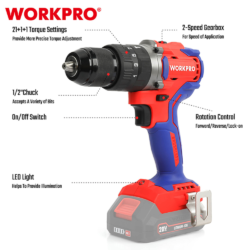 WORKPRO ΕΠΑΝΑΦΟΡΤΙΖΟΜΕΝΟ ΔΡΑΠΑΝΟΚΑΤΣΑΒΙΔΟ ΚΡΟΥΣΤΙΚΟ 20V-Li BL 60Nm SOLO WP390005 (PROFI) CASA PRACTIKA 4