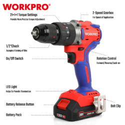 WORKPRO ΕΠΑΝΑΦΟΡΤΙΖΟΜΕΝΟ ΔΡΑΠΑΝΟΚΑΤΣΑΒΙΔΟ ΚΡΟΥΣΤΙΚΟ 20V-Li BL 60Nm. (2×2,0AH) WP390007 (PROFI) CASA PRACTIKA 3