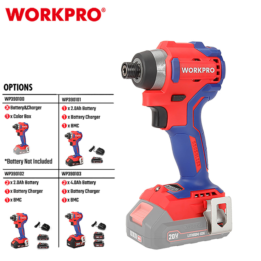 WORKPRO ΕΠΑΝΑΦΟΡΤΙΖΟΜΕΝΟ ΚΑΤΣΑΒΙΔΙ ΠΑΛΜΙΚΟ 20V-Li BL 220Nm SOLO WP390100 (PROFI) CASA PRACTIKA 3