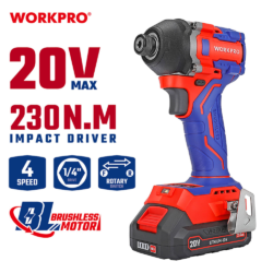 WORKPRO ΕΠΑΝΑΦΟΡΤΙΖΟΜΕΝΟ ΚΑΤΣΑΒΙΔΙ ΠΑΛΜΙΚΟ 20V-Li BL 230Nm. (1×2,0AH) WP390106 (PROFI PLUS) CASA PRACTIKA