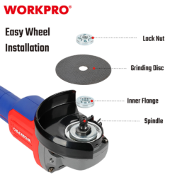 WORKPRO ΕΠΑΝΑΦΟΡΤΙΖΟΜΕΝΟΣ ΓΩΝΙΑΚΟΣ ΤΡΟΧΟΣ Φ115mm 20V-Li BL SOLO WP392003 (PROFI) CASA PRACTIKA 1