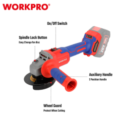 WORKPRO ΕΠΑΝΑΦΟΡΤΙΖΟΜΕΝΟΣ ΓΩΝΙΑΚΟΣ ΤΡΟΧΟΣ Φ115mm 20V-Li BL SOLO WP392003 (PROFI) CASA PRACTIKA 3