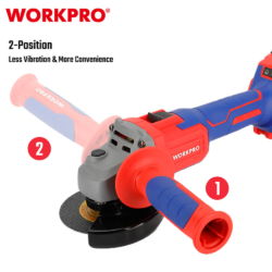 WORKPRO ΕΠΑΝΑΦΟΡΤΙΖΟΜΕΝΟΣ ΓΩΝΙΑΚΟΣ ΤΡΟΧΟΣ Φ125mm 20V-Li BL SOLO WP392004 (PROFI) CASA PRACTIKA 2