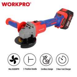 WORKPRO ΕΠΑΝΑΦΟΡΤΙΖΟΜΕΝΟΣ ΓΩΝΙΑΚΟΣ ΤΡΟΧΟΣ Φ125mm 20V-Li BL SOLO WP392004 (PROFI) CASA PRACTIKA 3